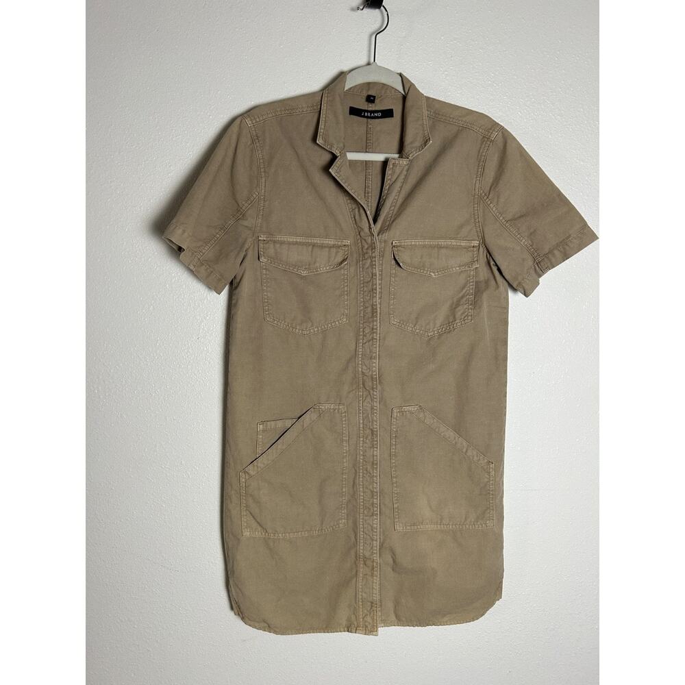J Brand Revolve Kona Utility Khaki Button Down Tan Dress Size S